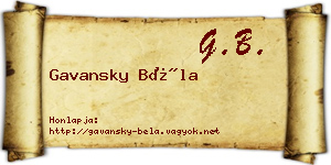 Gavansky Béla névjegykártya